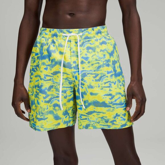 Lululemon Channel Cross Swim Short *7" in Chroma Clash Green Multi - Picture 1 of 7